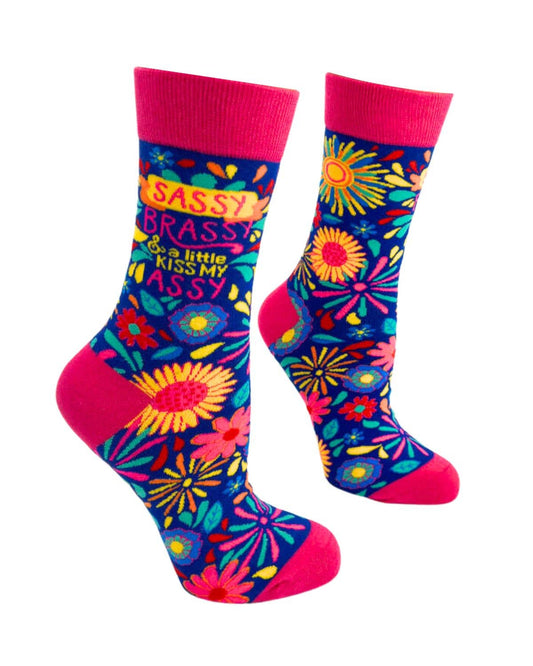 Sassy Brassy and a Little Kiss My Assy Women's Crew Socks