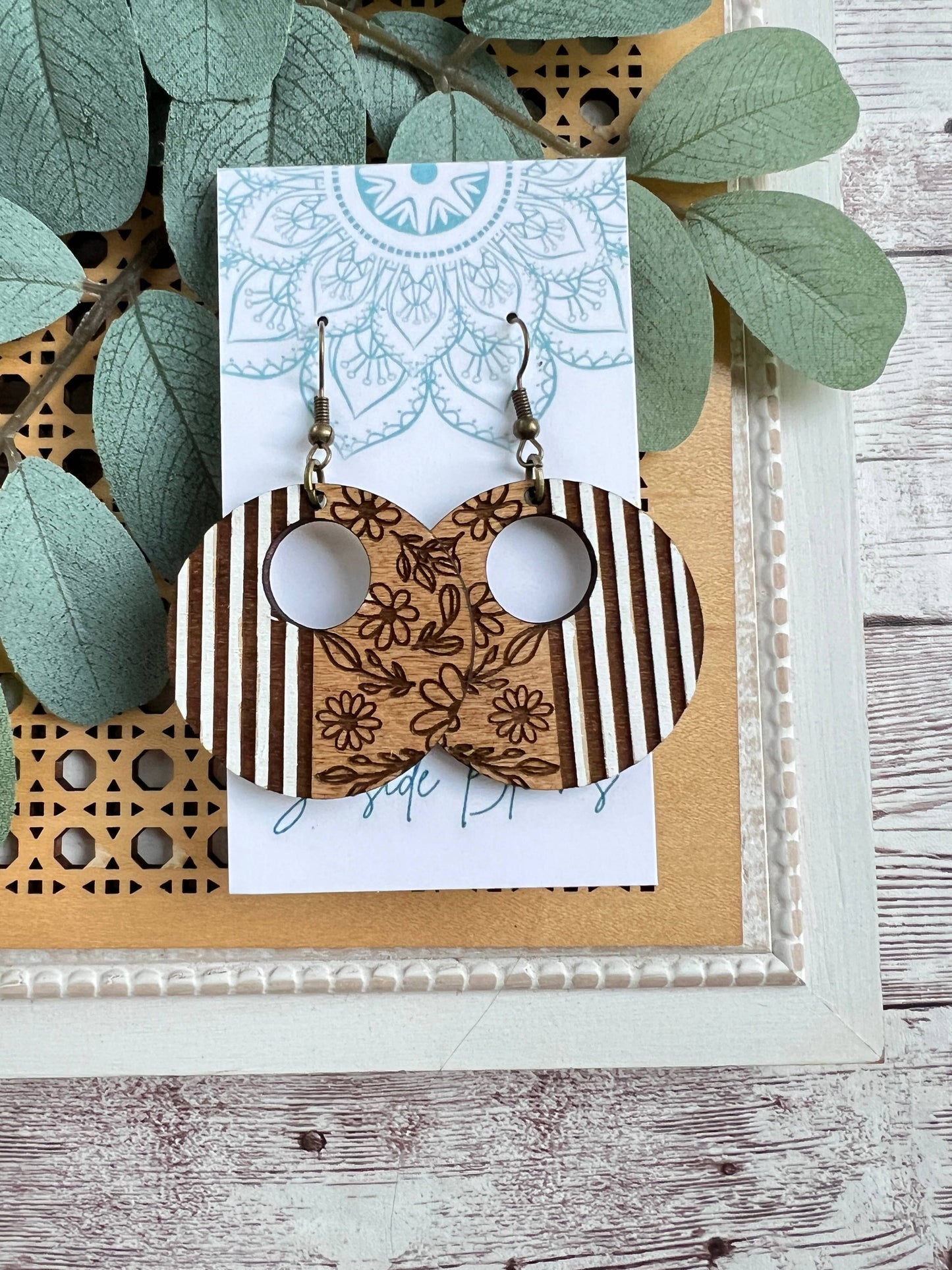 Maple Wood Earrings With Stripes