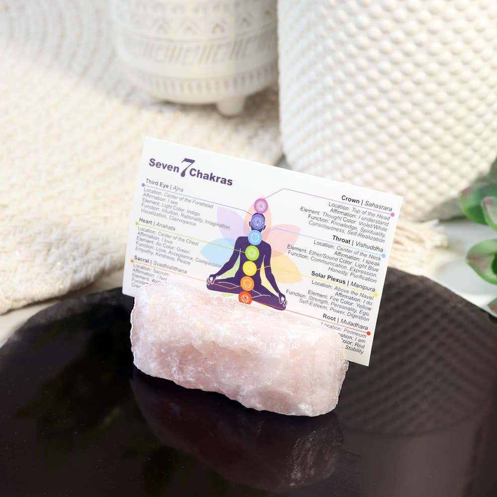 Natural Crystal Card Holder - Large Rose Quartz Stone