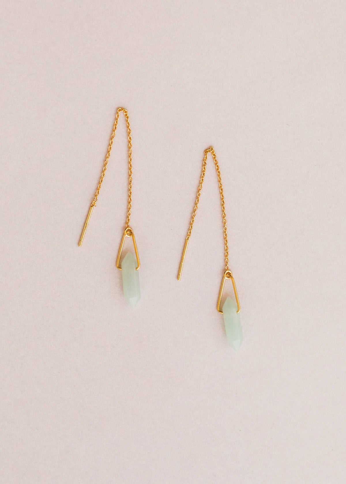 Threader - Amazonite - Gold Earrings