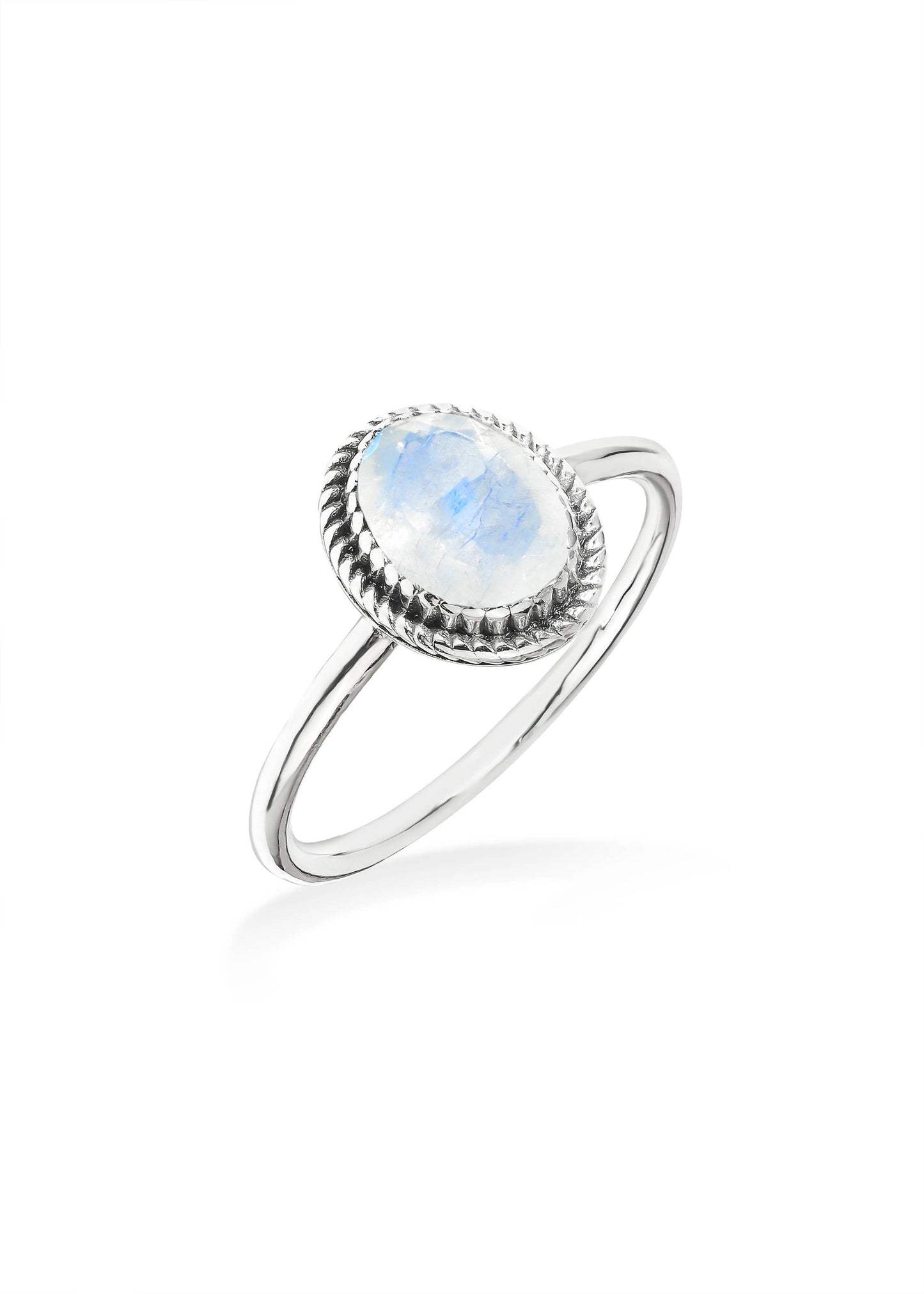 925 Silver Lunar Halo Rainbow Moonstone Ring