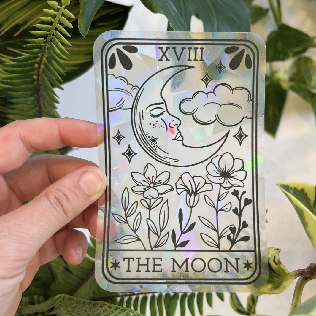 Moon Tarot Card Suncatcher Sticker | Rainbow Window Decal