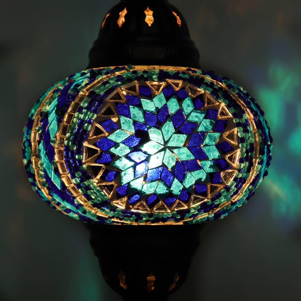Table Lamp with Handmade Blue Mosaic Glass