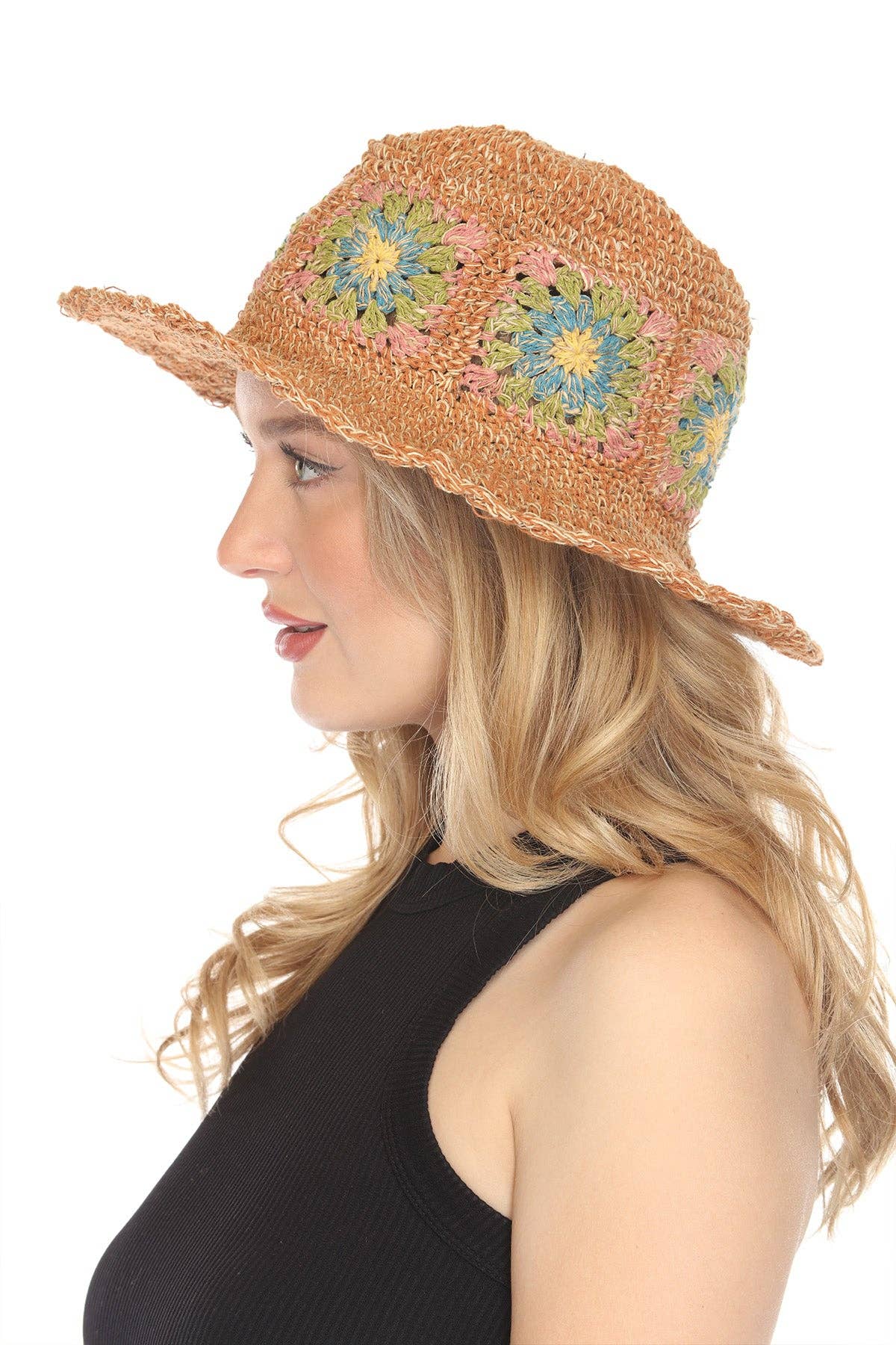 Granny Square Hemp-Cotton Sun Hat