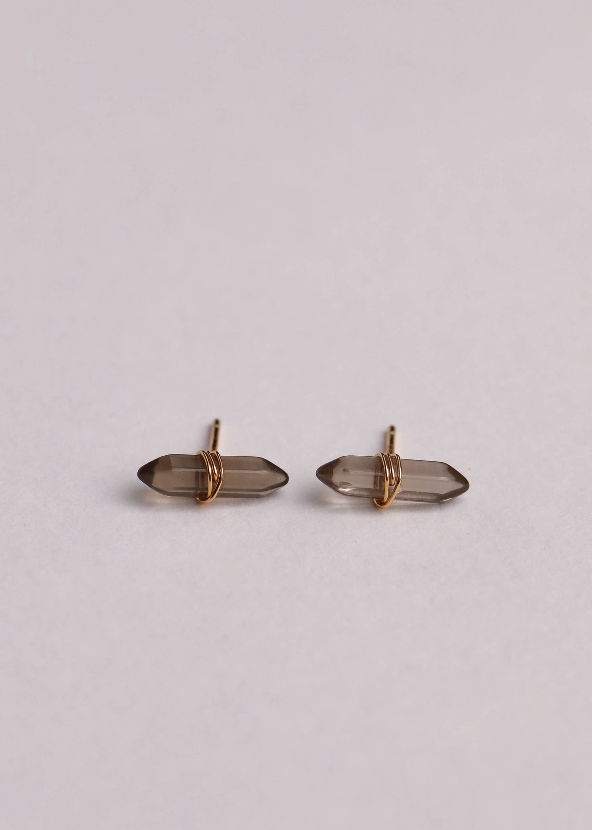 Smoky Quartz - Gold Wire Wrapped Earrings