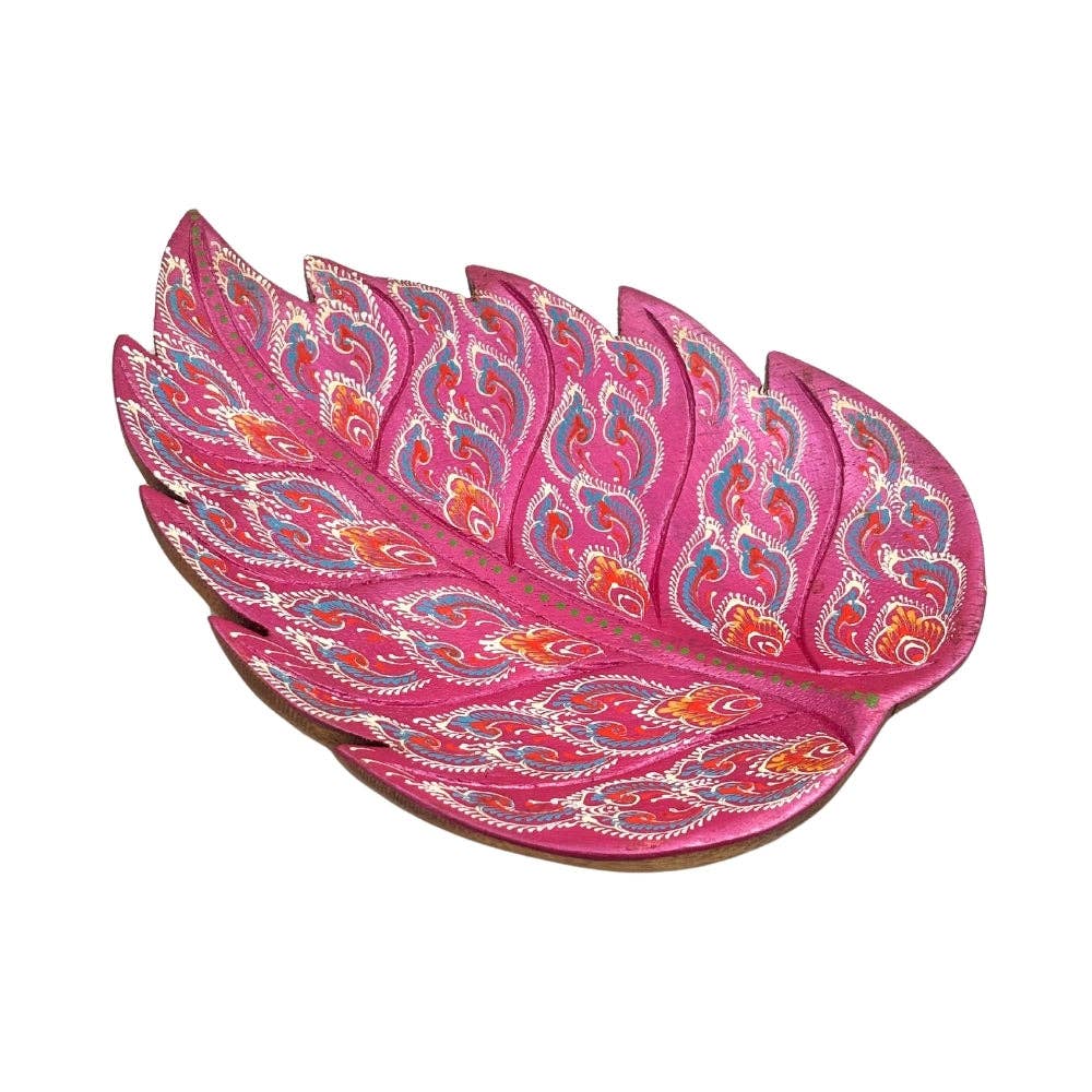 Leaf Hand Painted Wooden Carving