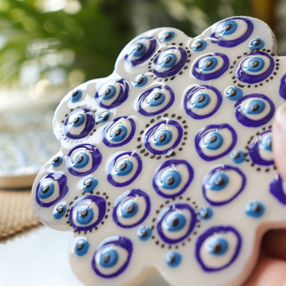 Hand Painted Evil Eye Ceramic Small Coaster