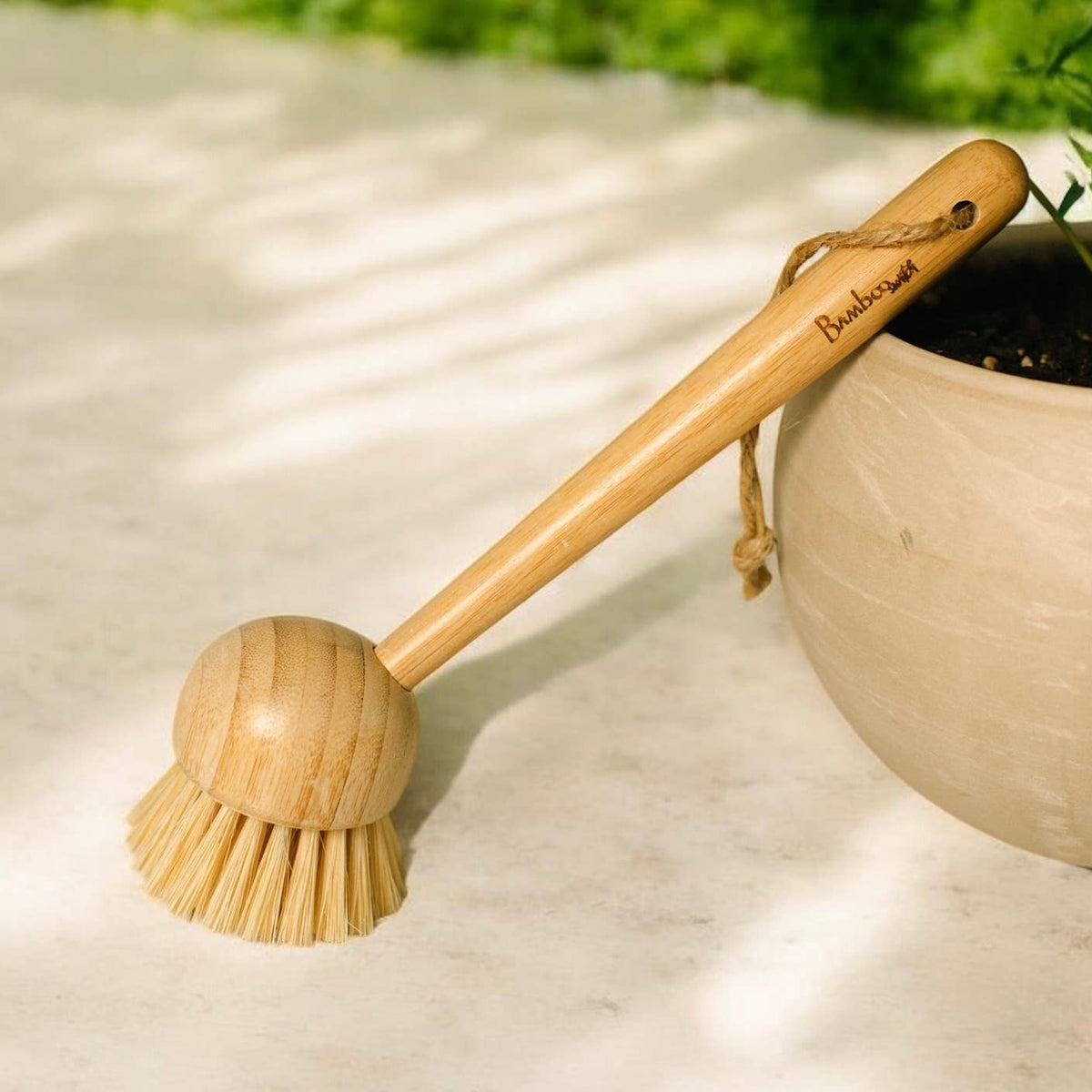 Bamboo Kitchen Dish Scrubber With Handle