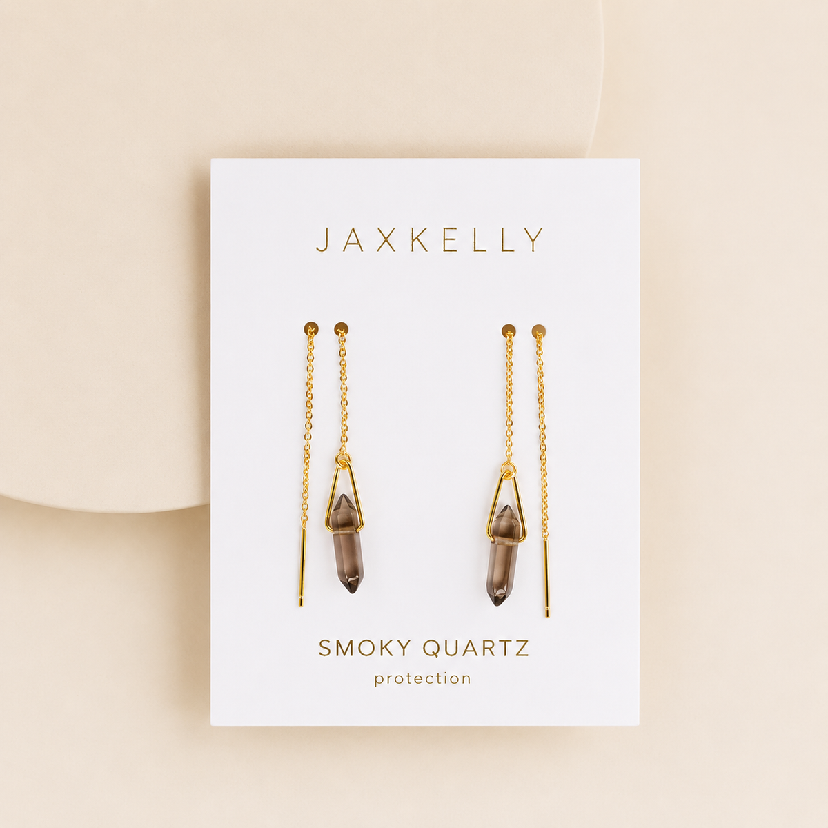Threader - Smoky Quartz - Gold Earrings