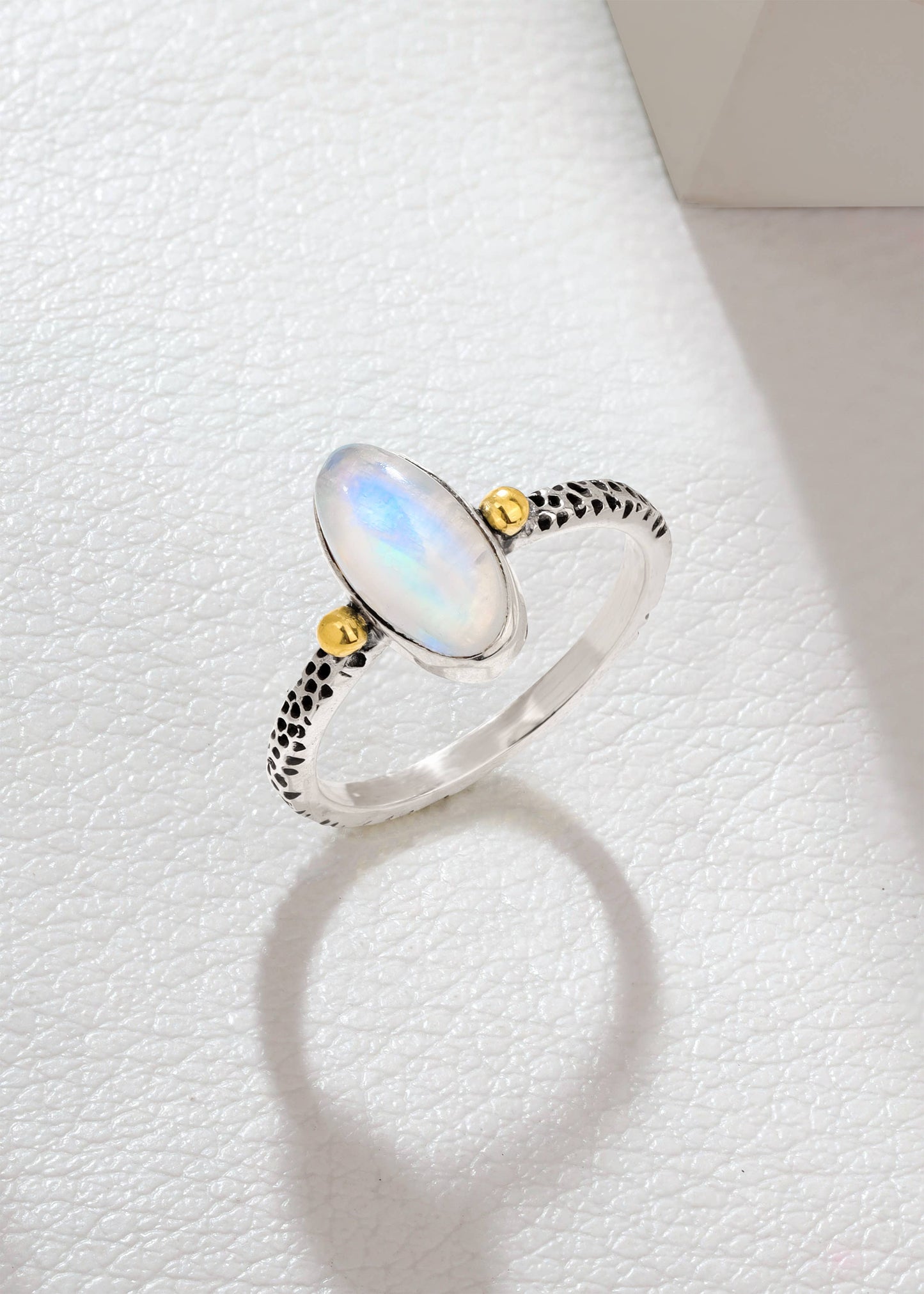 925 Silver Moonlit Dual-Tone Elegance Moonstone Ring