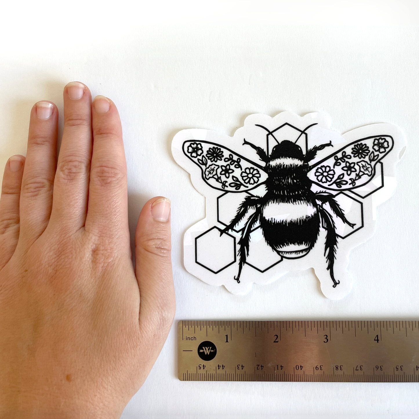 Floral Bee Suncatcher Sticker | Rainbow Window Decal