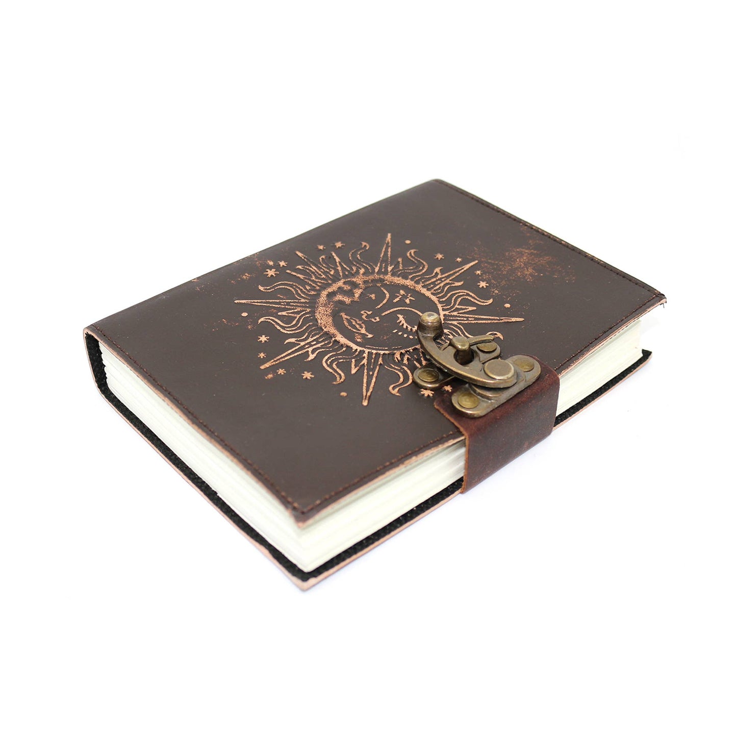 Embossed Sun & Moon Blank Leather Journal
