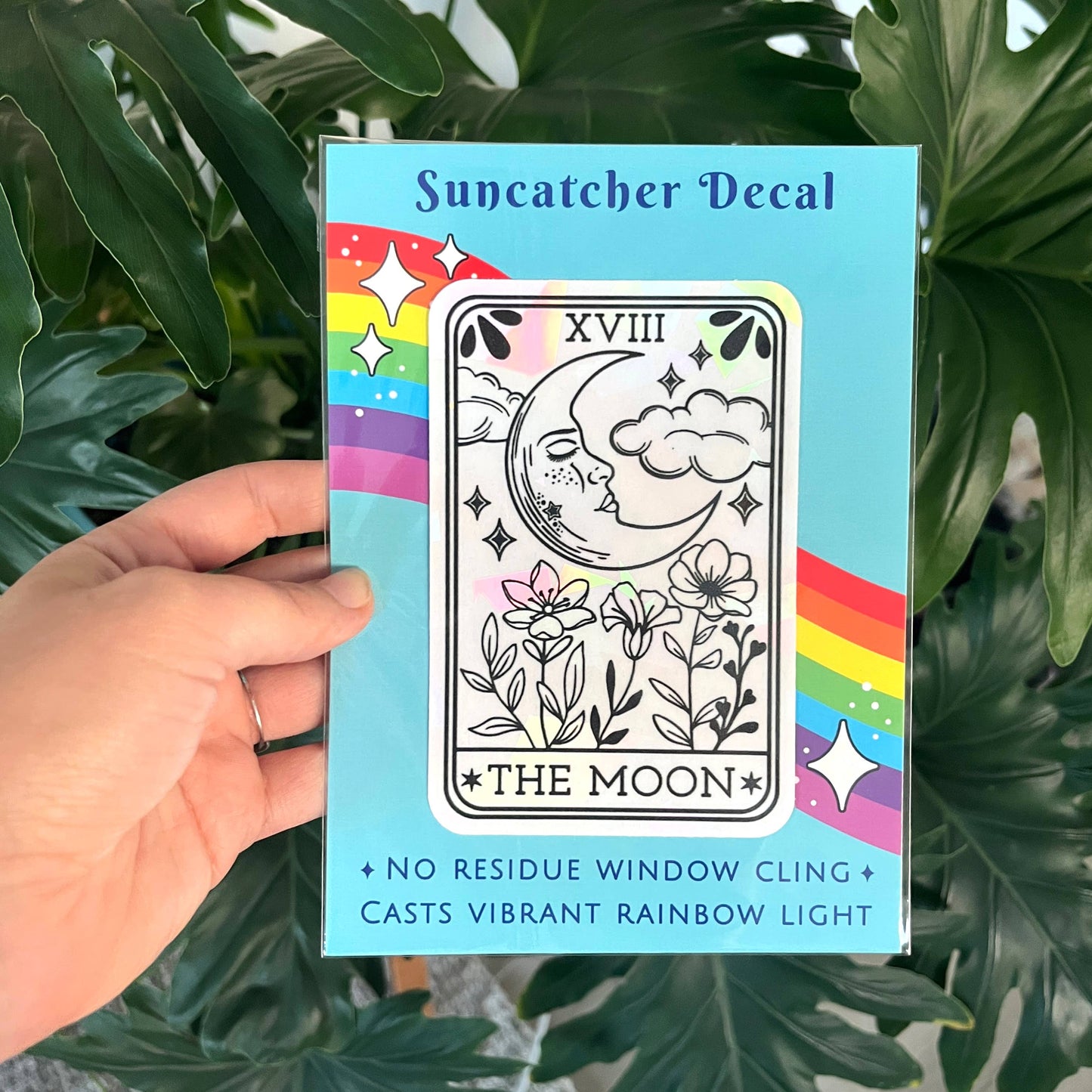 Moon Tarot Card Suncatcher Sticker | Rainbow Window Decal