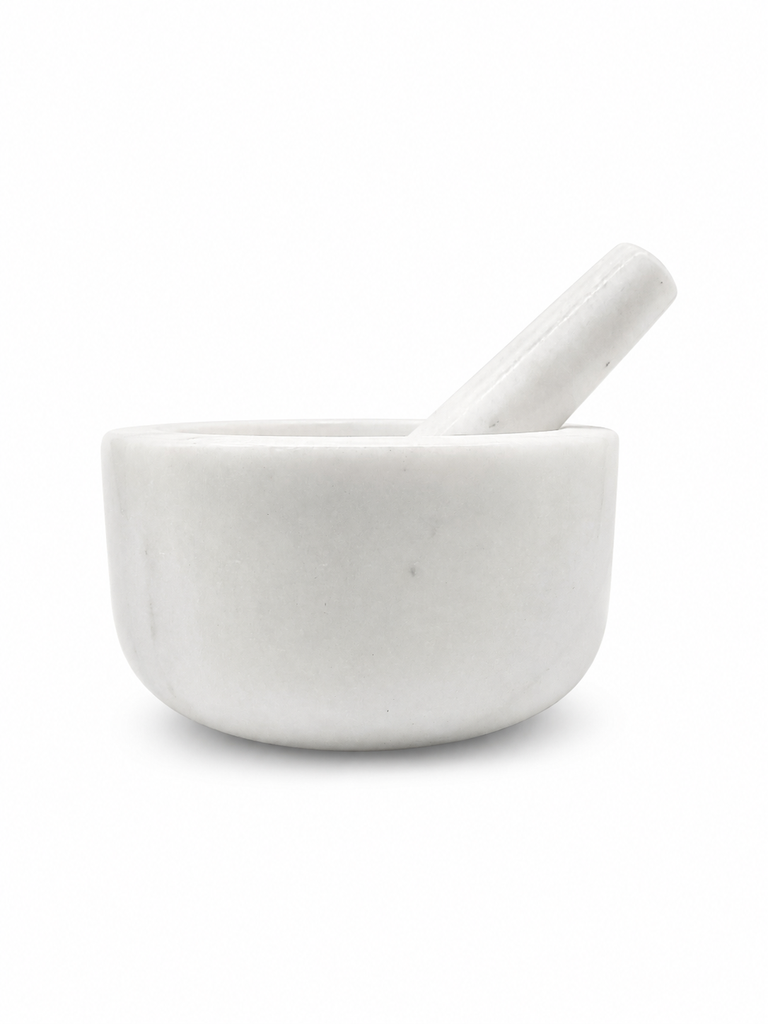 WHITE MARBLE MORTAR PESTLE 7"