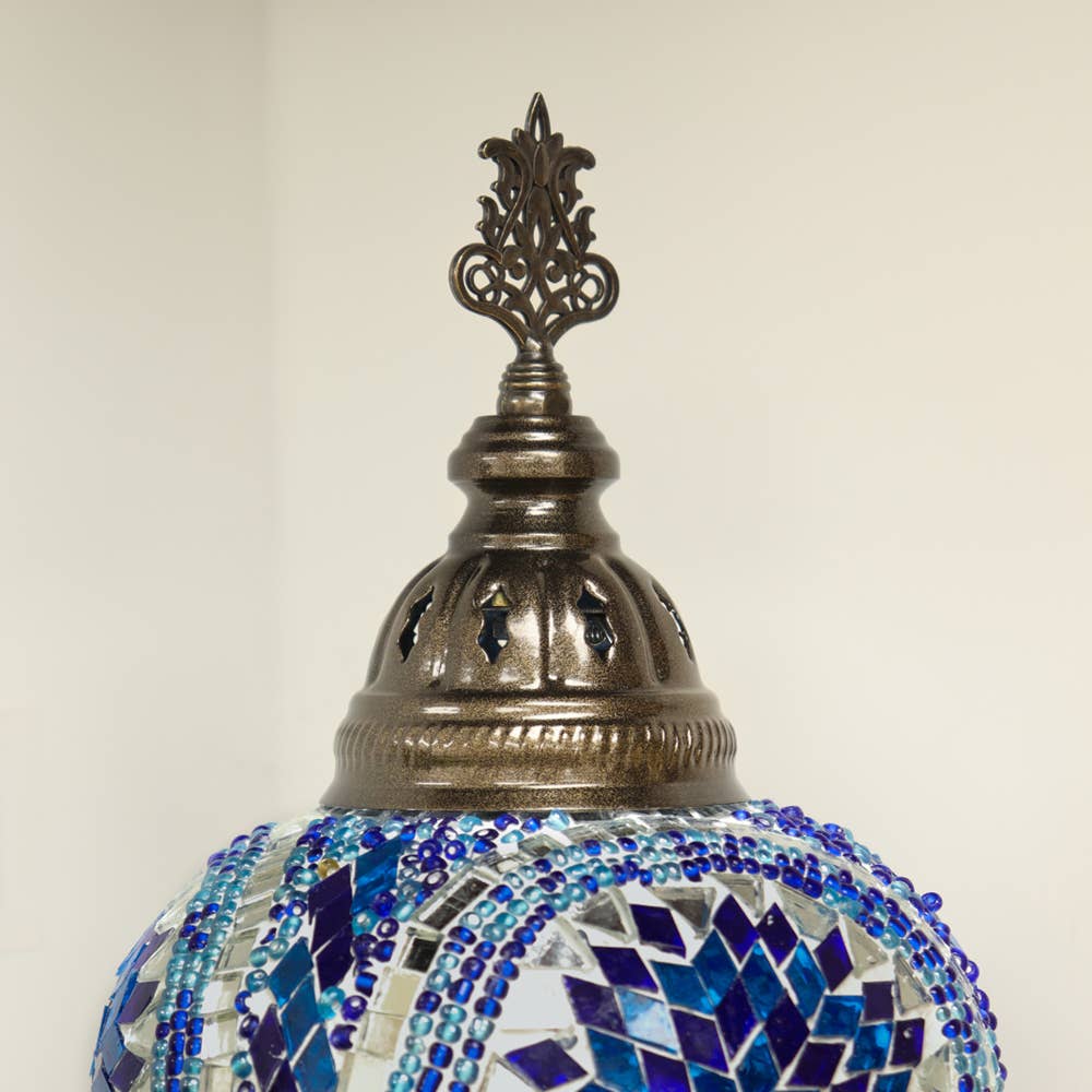 Table Lamp with Handmade Blue Mosaic Glass