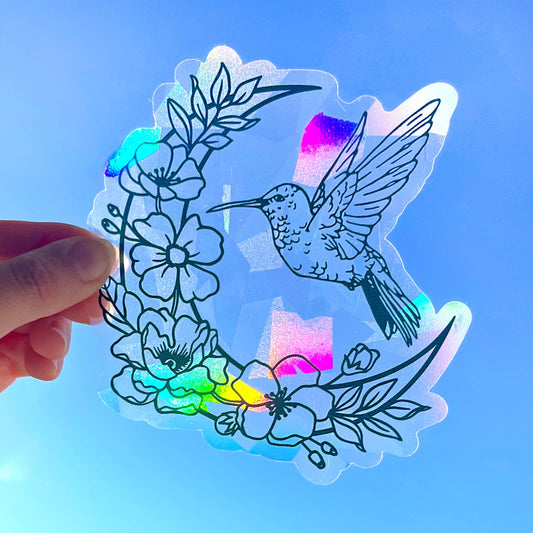 Hummingbird Suncatcher Sticker | Rainbow Window Decal