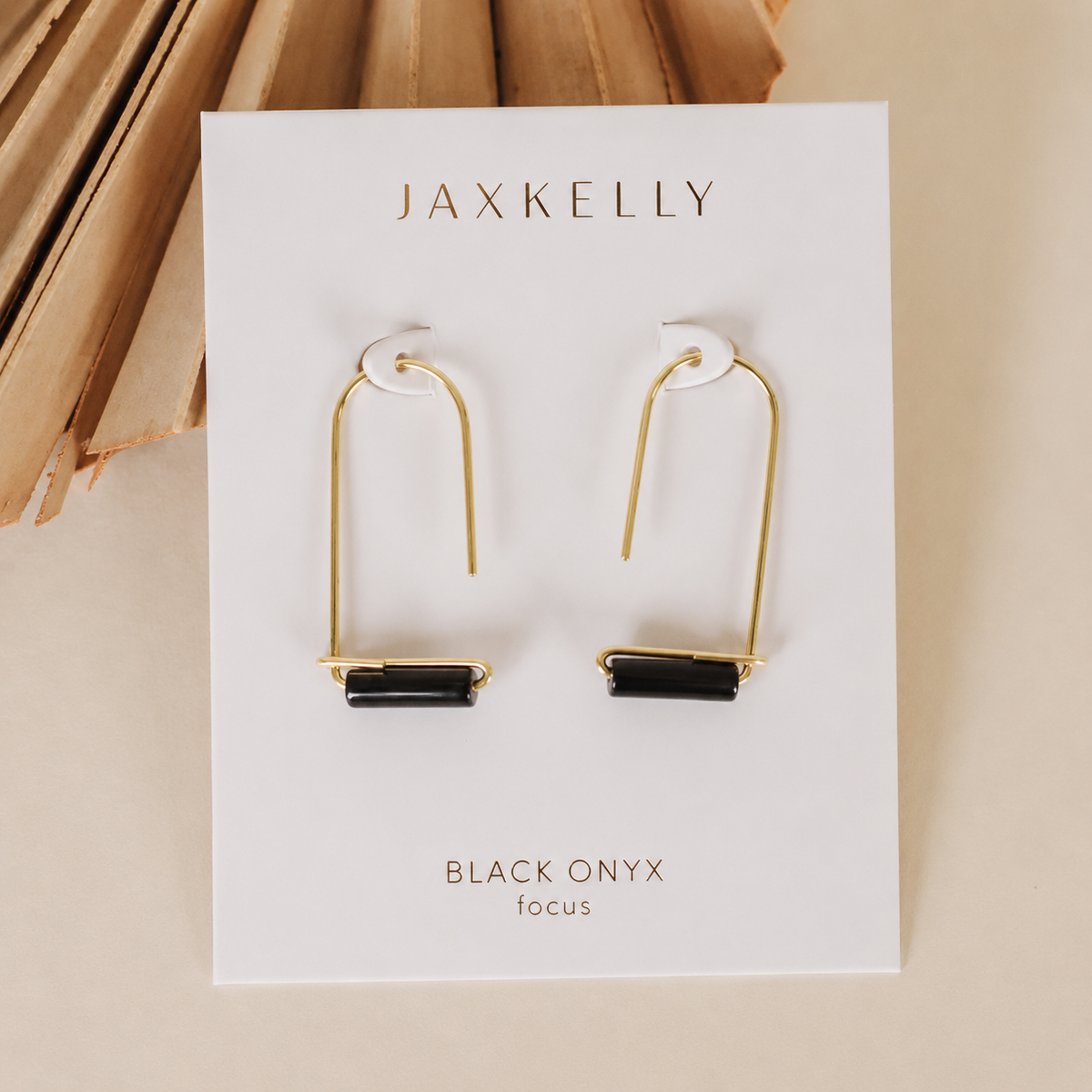 Black Onyx - Gold Earrings