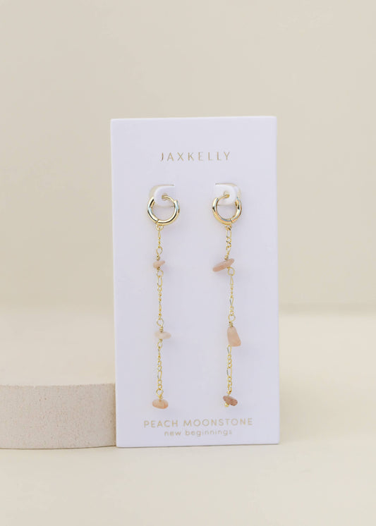Chain Drop Earring - Peach Moonstone