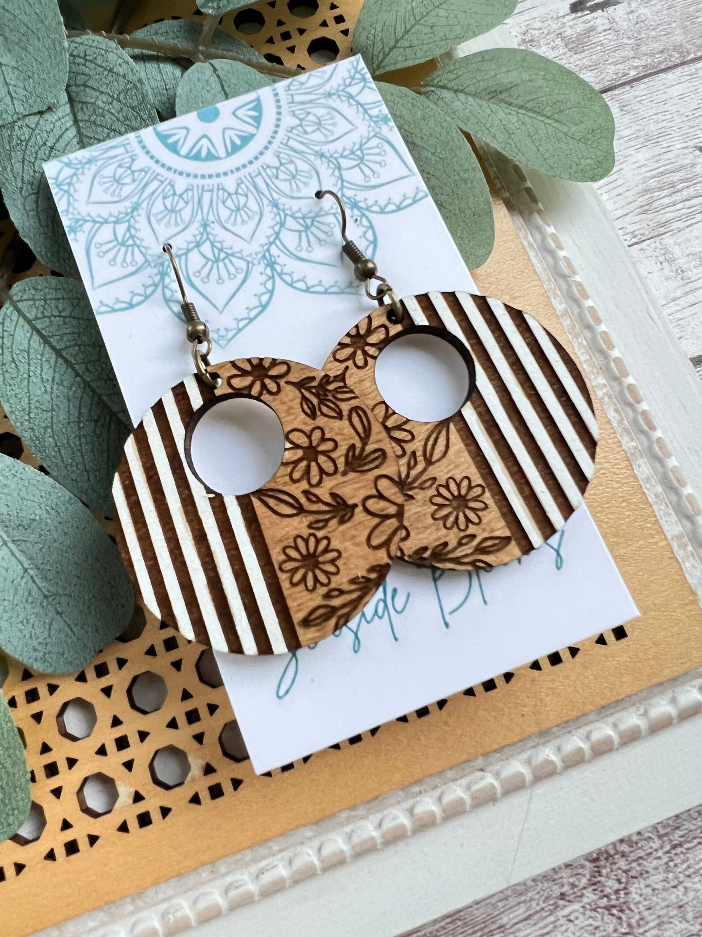 Maple Wood Earrings With Stripes