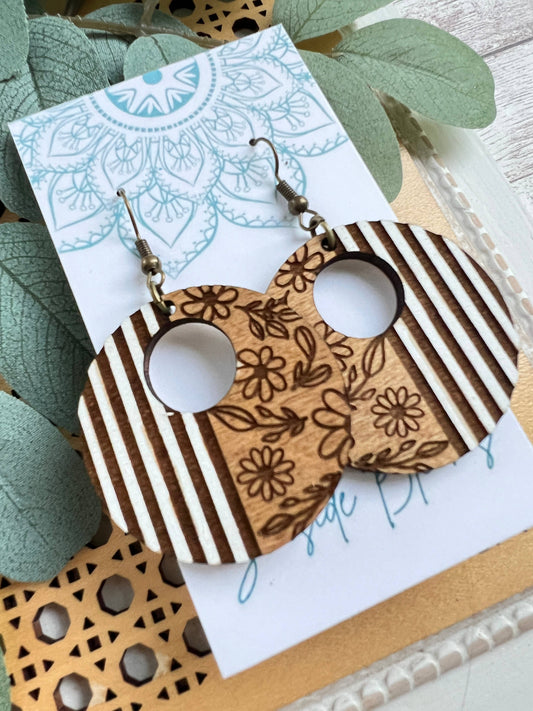 Maple Wood Earrings With Stripes