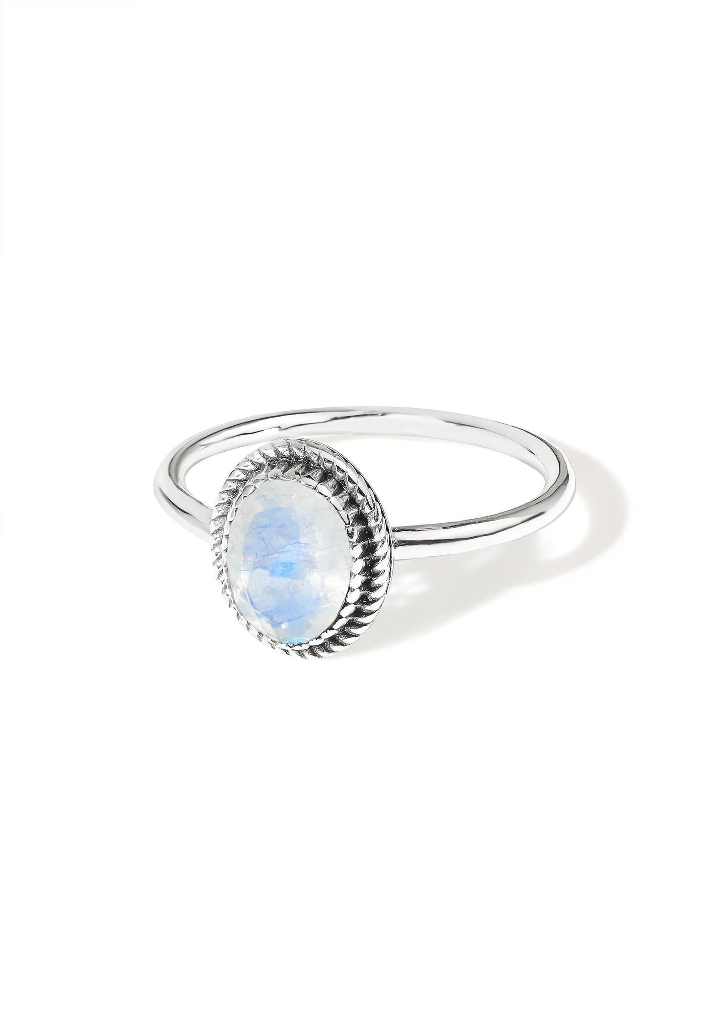 925 Silver Lunar Halo Rainbow Moonstone Ring